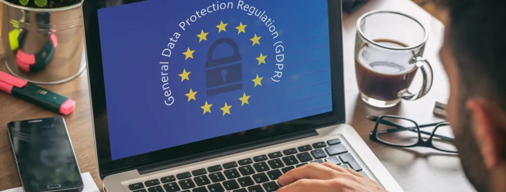 GDPR text on ciry landscape.