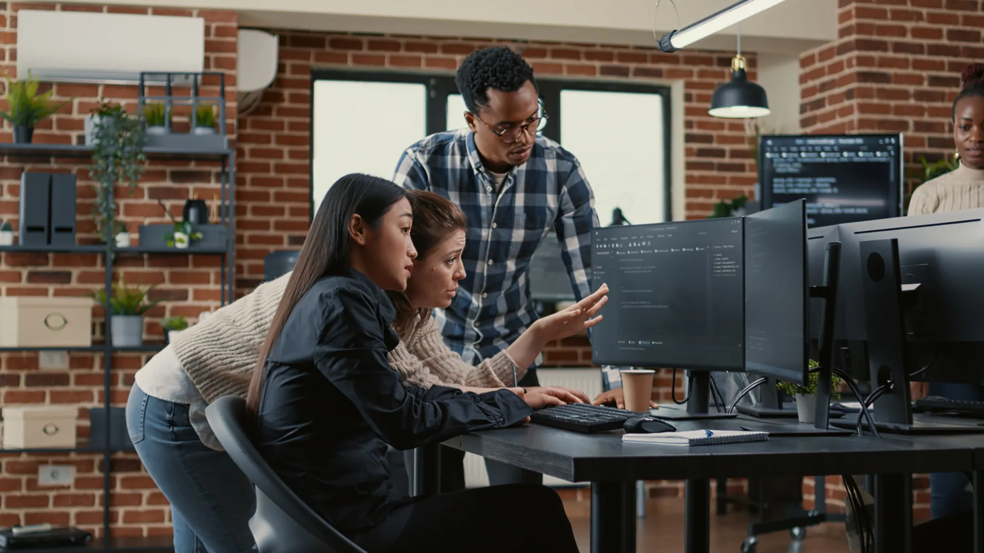 Group of people working toghether.