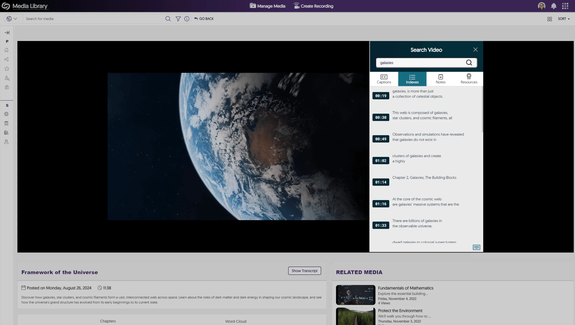 Screenshot of YuJa representing visual search functionality.